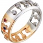 Кольцо с рубинами, шпинелью, фианитами из комбинированного золота