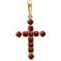 Крестик с 11 гранатами из красного золота