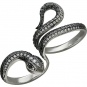Кольцо Змейка на два пальца с 46 фианитами из серебра