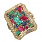 Кольцо с россыпью драгоценных камней из комбинированного золота 750 пробы