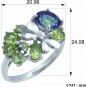 Кольцо с хризолитами и кварцами из серебра