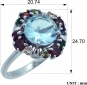Кольцо с россыпью цветных и драгоценных камней из серебра