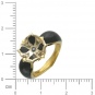 Кольцо Черный цветок с 1 бриллиантом, эмалью из комбинированного золота 750