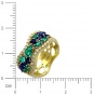 Кольцо с бриллиантами, изумрудом, сапфирами из комбинированного золота 750