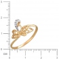 Кольцо Бабочка с фианитами из красного золота