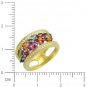 Кольцо с бриллиантами, изумрудами, сапфирами из комбинированного золота 750