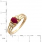 Кольцо с бриллиантами, рубином из красного золота