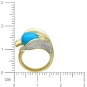 Кольцо с бриллиантами, бирюзой из желтого золота 750 пробы
