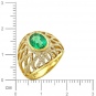 Кольцо с бриллиантами, изумрудом из желтого золота 750 пробы