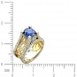 Кольцо с бриллиантами, сапфиром из комбинированного золота 750 пробы