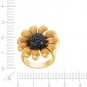 Кольцо Цветок с бриллиантами из желтого золота