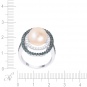 Кольцо с топазами, бриллиантами и жемчугом из белого золота