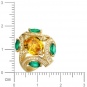 Кольцо с бриллиантами, изумрудами, сапфиром из желтого золота 750 пробы