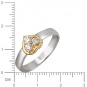 Кольцо Сердце с бриллиантами из комбинированного золота