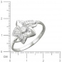 Кольцо цветок с фианитами из серебра
