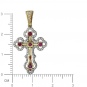 Крестик с бриллиантами, рубинами, вставкой из эмали из комбинированного 750