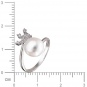 Кольцо Корона безразмерное с жемчугом, фианитами из серебра