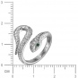 Кольцо Змейка с фианитами и изумрудами из серебра