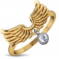 Кольцо Крылья с бриллиантом из комбинированного золота