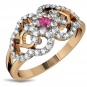 Кольцо с бриллиантами, рубином из красного золота