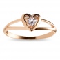 Кольцо сердце с 1 фианитом из красного золота 