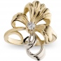 Кольцо Цветок с 1 фианитом из жёлтого золота 