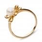 Кольцо Цветок с 1 жемчугом из красного золота 