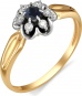 Кольцо Цветок с бриллиантами, сапфиром из красного золота