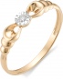 Кольцо Бантик с бриллиантом из красного золота