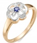 Кольцо Цветок с сапфиром, бриллиантами из красного золота