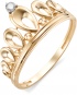 Кольцо Корона с бриллиантом из красного золота