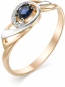 Кольцо с сапфиром и бриллиантами из красного золота