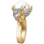 Кольцо Девушка с жемчугом и бриллиантами из жёлтого золота 750 пробы