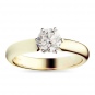 Классическое кольцо с бриллиантом 1 карат из желтого золота