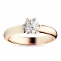 Классическое кольцо с бриллиантом 1 карат из красного золота